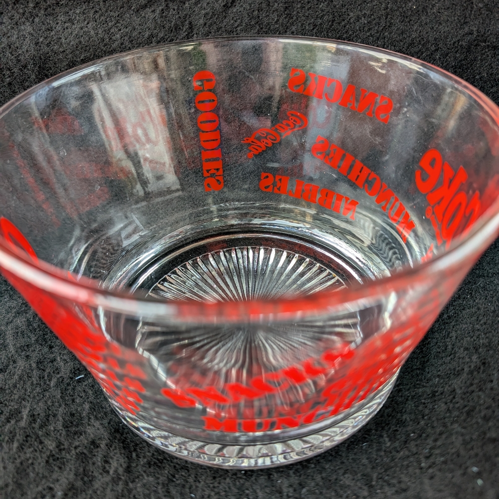 Coca-Cola Clear Glass Snack Bowl with Red Text